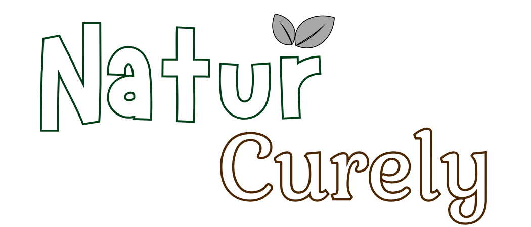 NaturCurely logo featuring green and beige-gold text with a leaf icon symbolizing natural remedies and holistic wellness.
